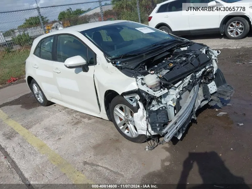 JTNK4RBE4K3065778 2019 Toyota Corolla Se