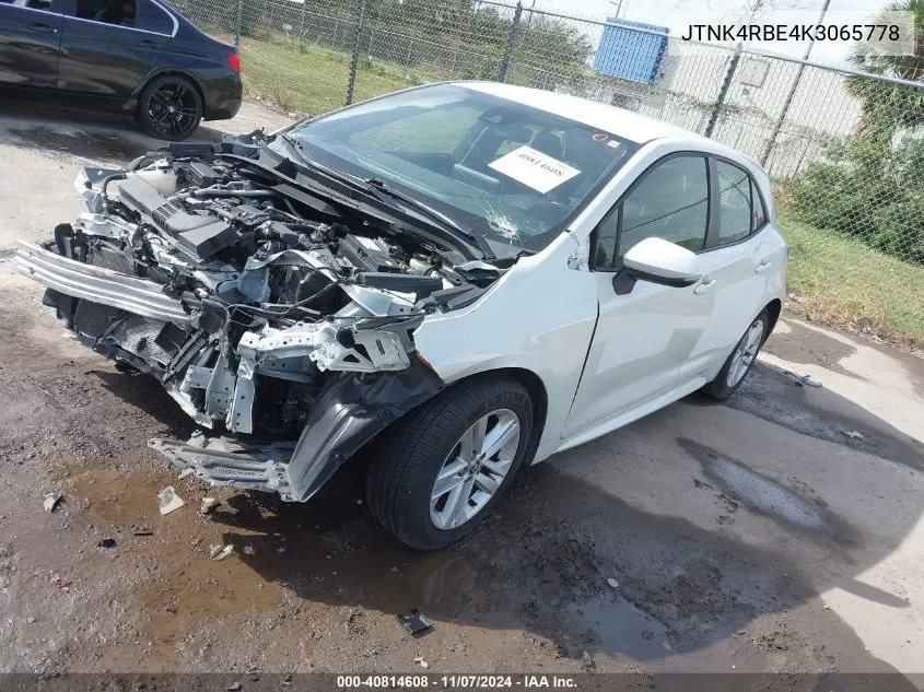 JTNK4RBE4K3065778 2019 Toyota Corolla Se