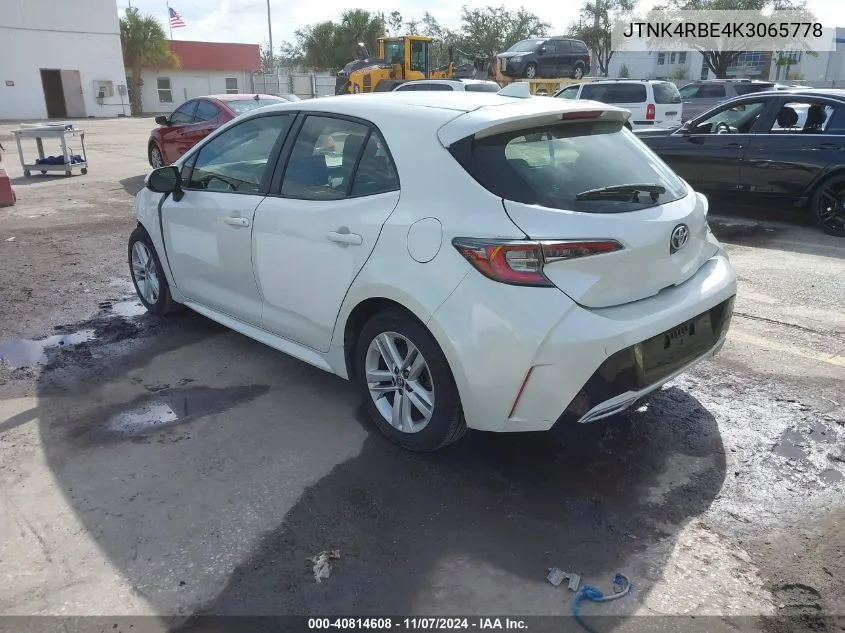 JTNK4RBE4K3065778 2019 Toyota Corolla Se