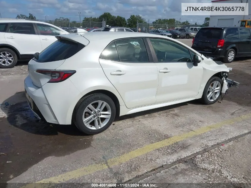 JTNK4RBE4K3065778 2019 Toyota Corolla Se