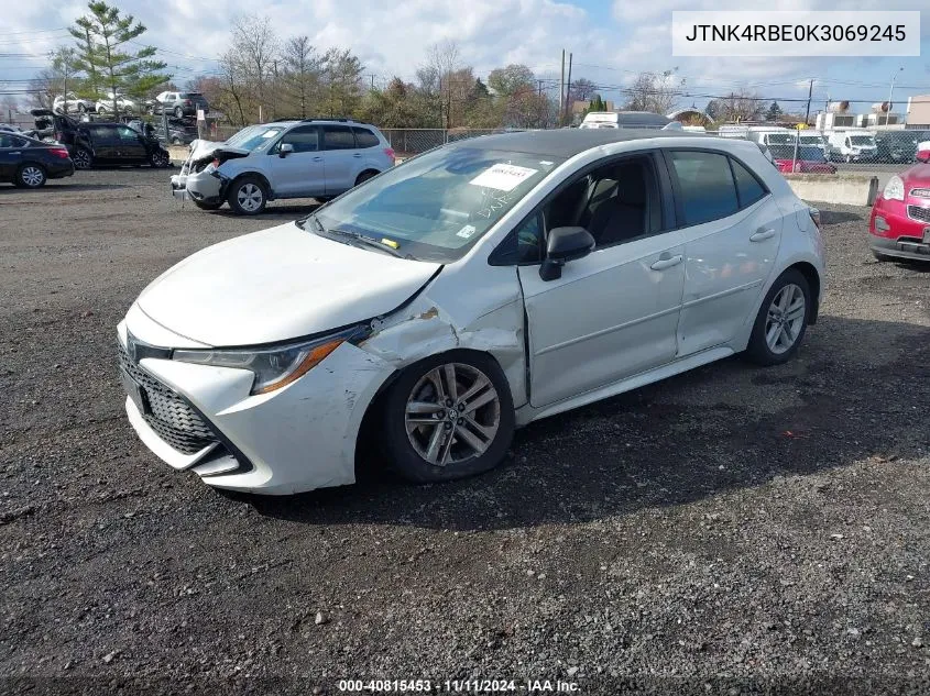 2019 Toyota Corolla Se VIN: JTNK4RBE0K3069245 Lot: 40815453