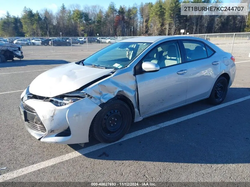 2019 Toyota Corolla Le VIN: 2T1BURHE7KC244707 Lot: 40827693