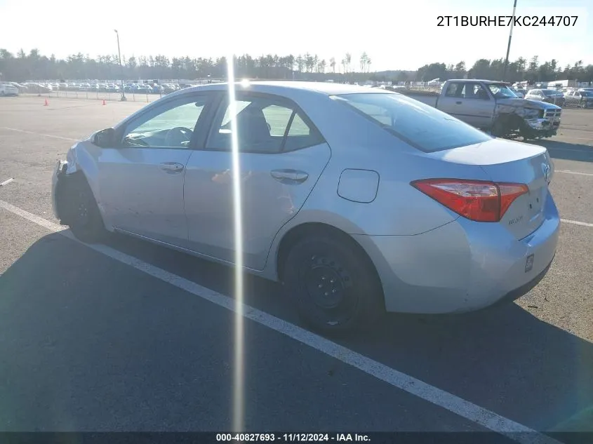 2019 Toyota Corolla Le VIN: 2T1BURHE7KC244707 Lot: 40827693