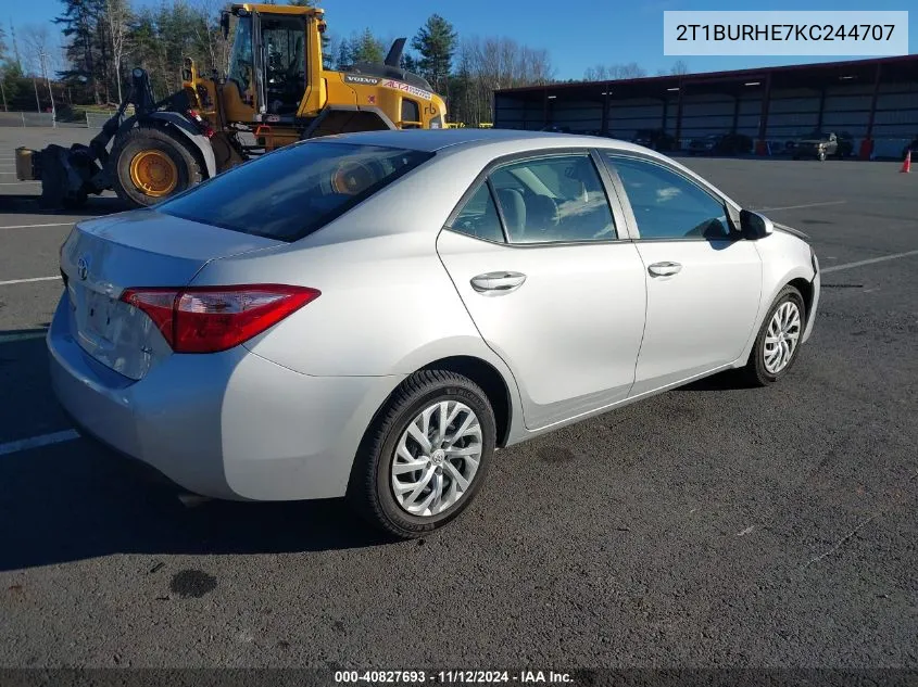 2019 Toyota Corolla Le VIN: 2T1BURHE7KC244707 Lot: 40827693