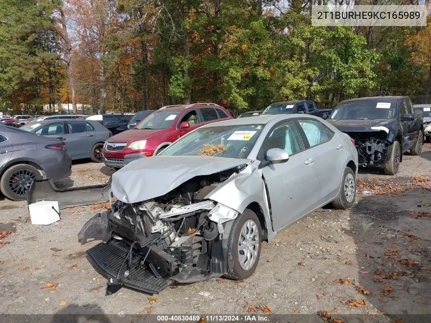 2019 Toyota Corolla Le VIN: 2T1BURHE9KC165989 Lot: 40830489