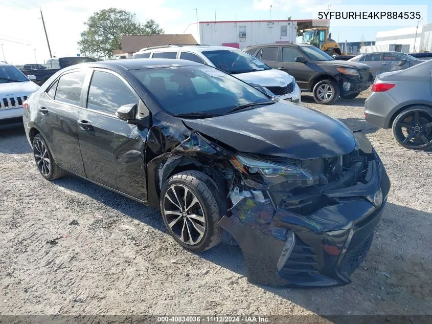 2019 Toyota Corolla Se VIN: 5YFBURHE4KP884535 Lot: 40834036