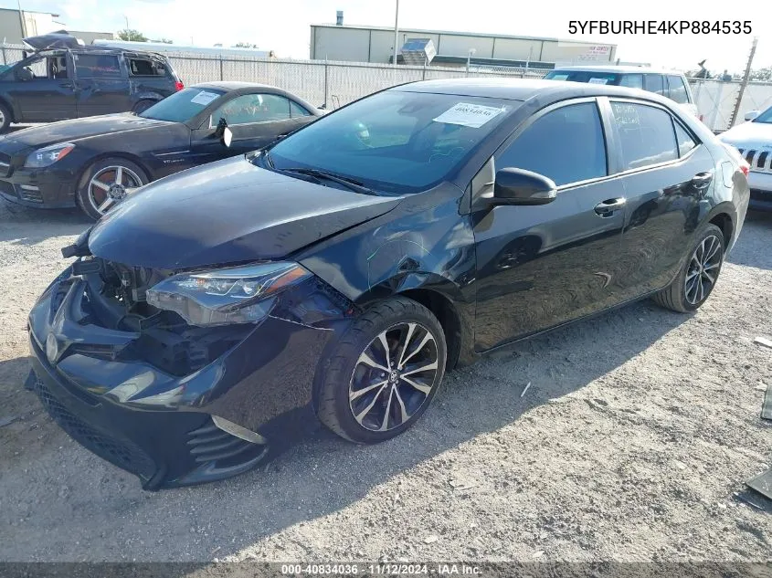 2019 Toyota Corolla Se VIN: 5YFBURHE4KP884535 Lot: 40834036