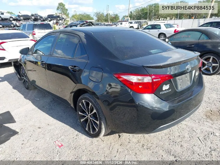 2019 Toyota Corolla Se VIN: 5YFBURHE4KP884535 Lot: 40834036