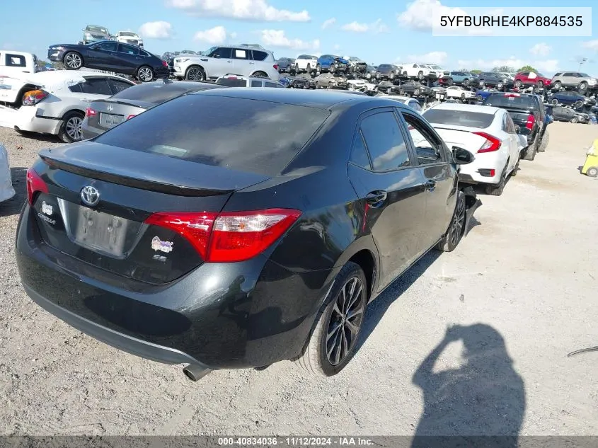 2019 Toyota Corolla Se VIN: 5YFBURHE4KP884535 Lot: 40834036