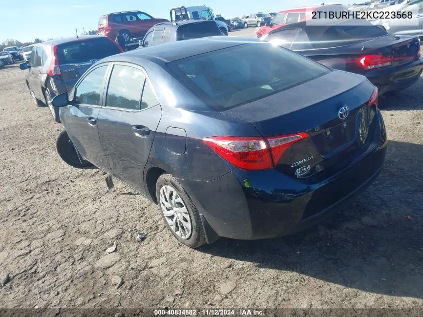 2019 Toyota Corolla Le VIN: 2T1BURHE2KC223568 Lot: 40834882