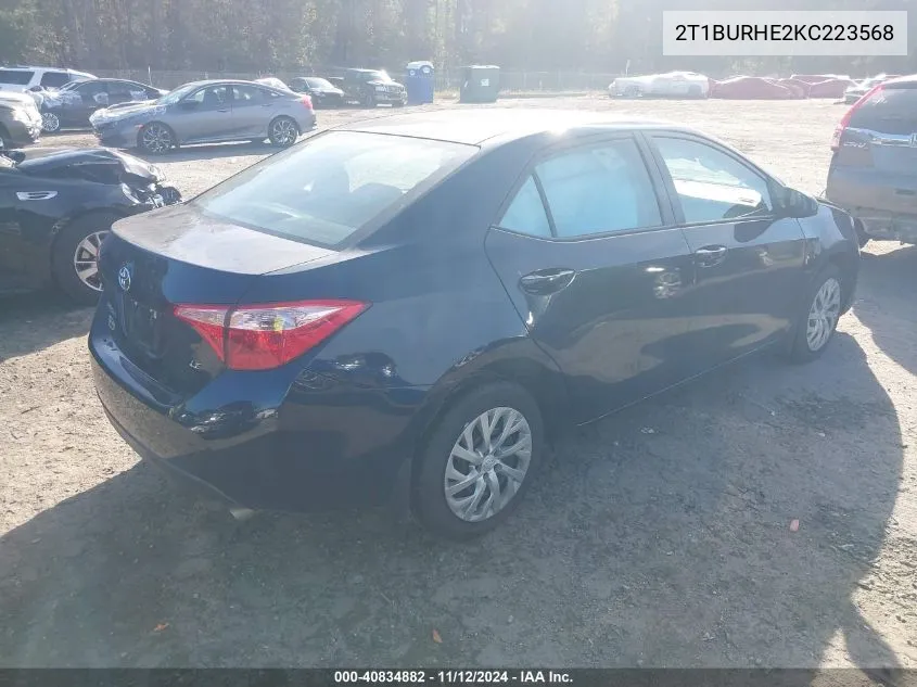 2019 Toyota Corolla Le VIN: 2T1BURHE2KC223568 Lot: 40834882