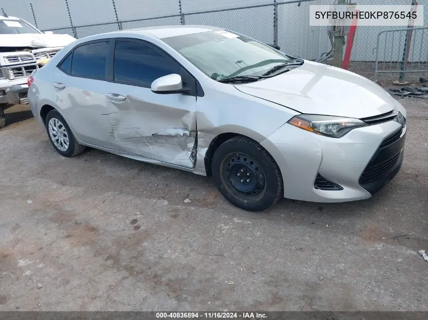 2019 Toyota Corolla Le VIN: 5YFBURHE0KP876545 Lot: 40836894