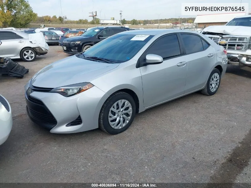 2019 Toyota Corolla Le VIN: 5YFBURHE0KP876545 Lot: 40836894