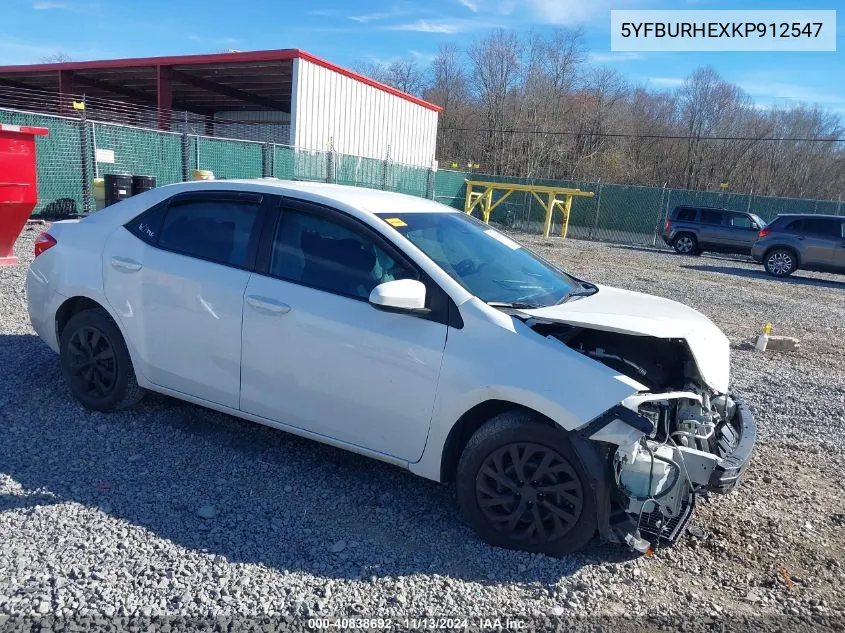 2019 Toyota Corolla Le VIN: 5YFBURHEXKP912547 Lot: 40838692