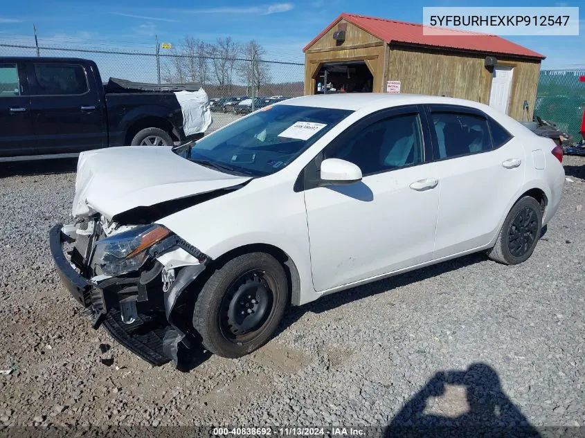 2019 Toyota Corolla Le VIN: 5YFBURHEXKP912547 Lot: 40838692