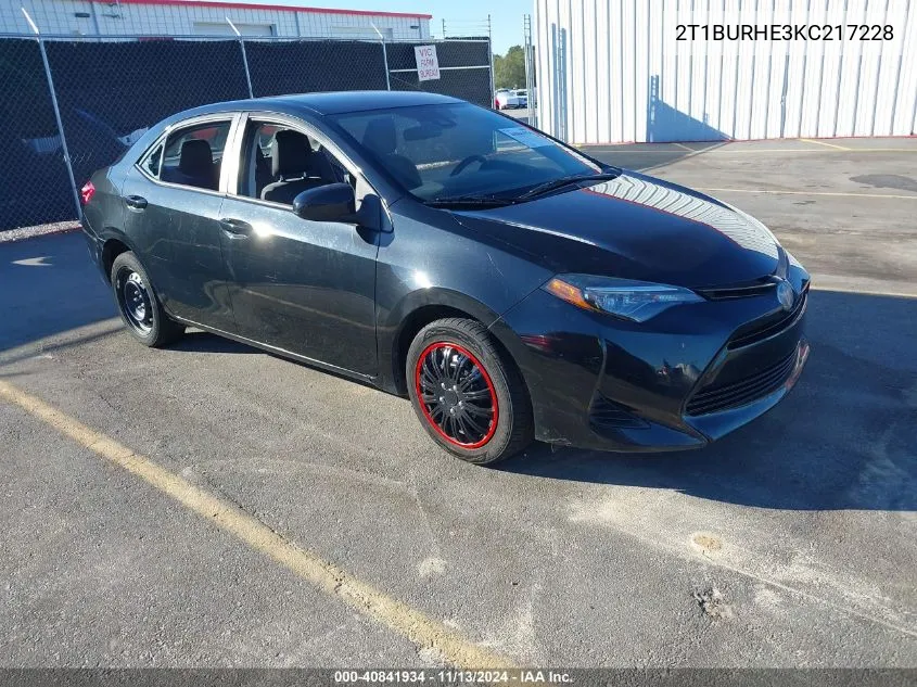 2019 Toyota Corolla Le VIN: 2T1BURHE3KC217228 Lot: 40841934