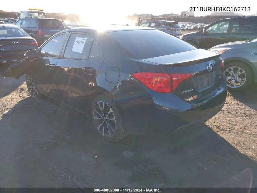 2019 Toyota Corolla Se VIN: 2T1BURHE8KC162713 Lot: 40852088