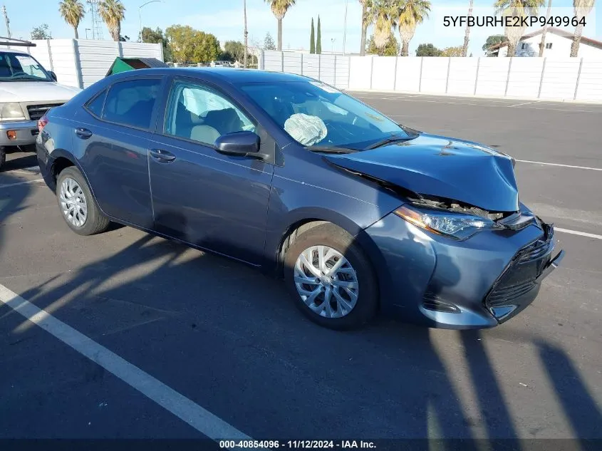 2019 Toyota Corolla Le VIN: 5YFBURHE2KP949964 Lot: 40854096