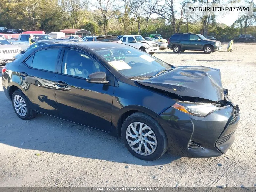 2019 Toyota Corolla Le VIN: 5YFBURHE3KP877690 Lot: 40857234