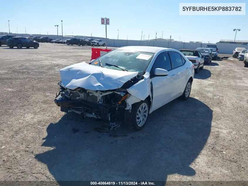 2019 Toyota Corolla Le VIN: 5YFBURHE5KP883782 Lot: 40864819