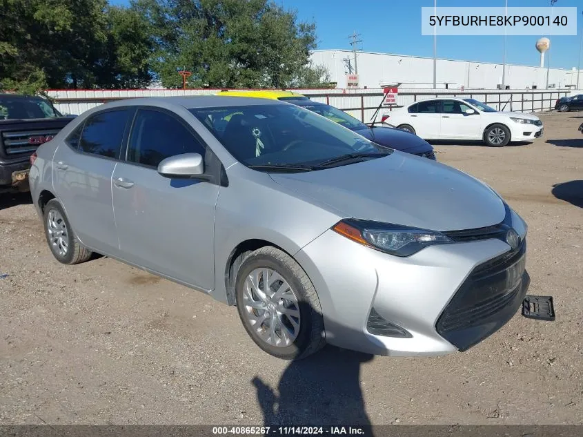 2019 Toyota Corolla Le VIN: 5YFBURHE8KP900140 Lot: 40865267