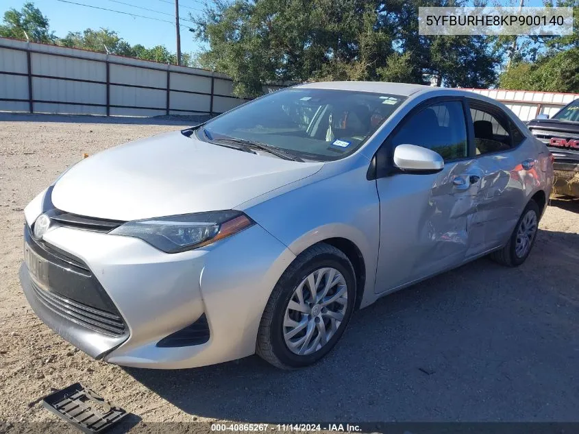 2019 Toyota Corolla Le VIN: 5YFBURHE8KP900140 Lot: 40865267