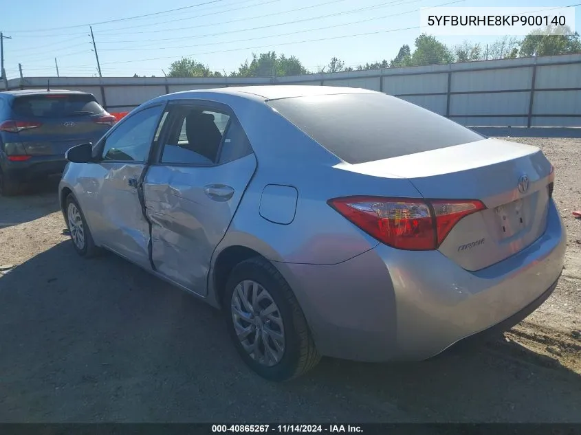 2019 Toyota Corolla Le VIN: 5YFBURHE8KP900140 Lot: 40865267