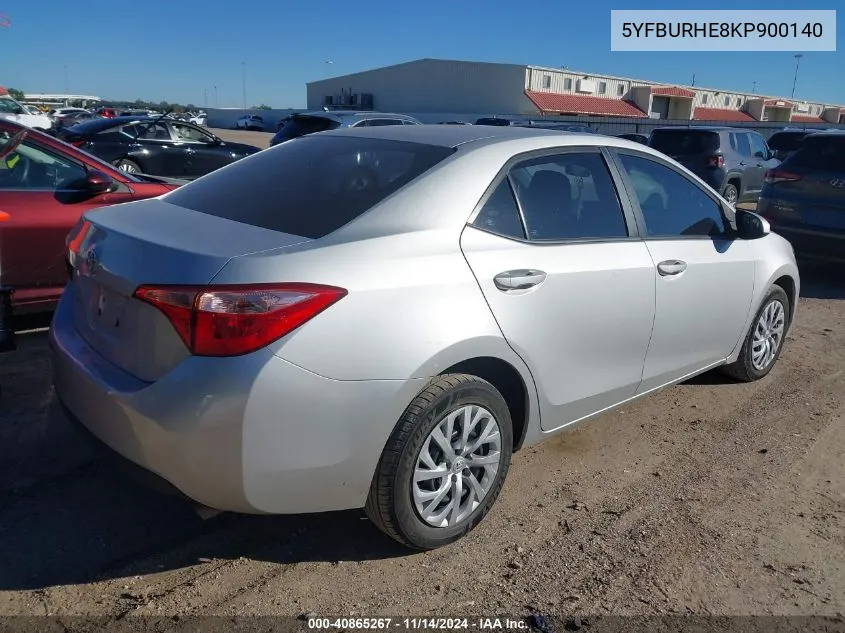 2019 Toyota Corolla Le VIN: 5YFBURHE8KP900140 Lot: 40865267