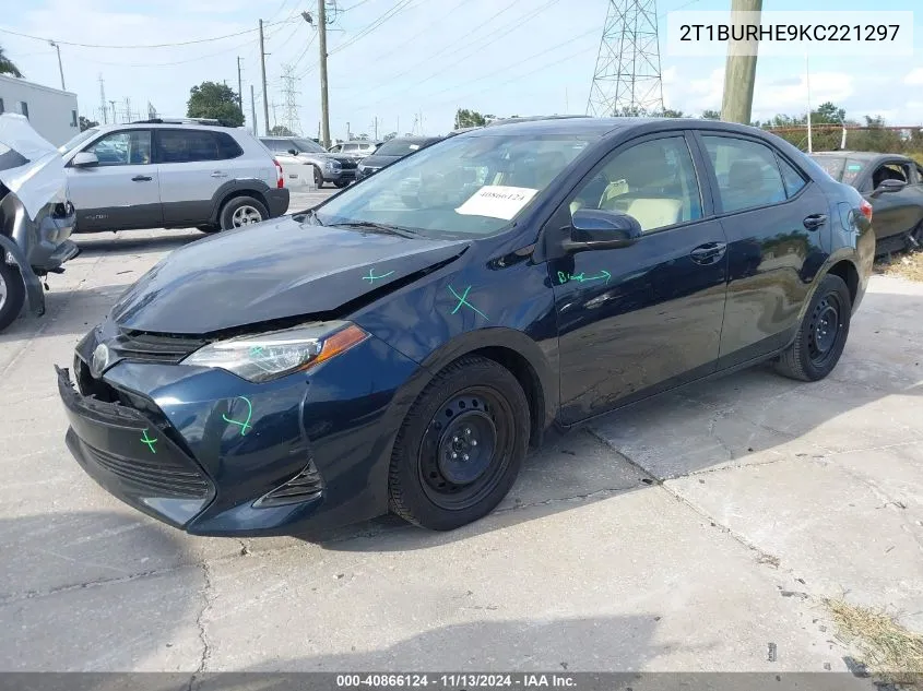 2019 Toyota Corolla Le VIN: 2T1BURHE9KC221297 Lot: 40866124