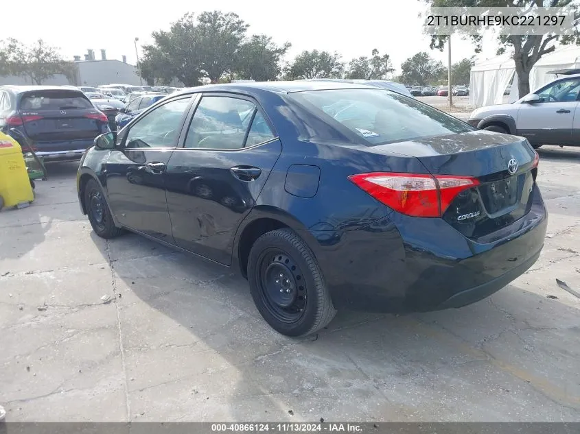 2019 Toyota Corolla Le VIN: 2T1BURHE9KC221297 Lot: 40866124