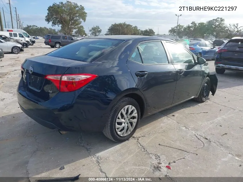 2019 Toyota Corolla Le VIN: 2T1BURHE9KC221297 Lot: 40866124