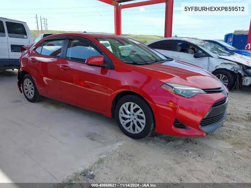 2019 Toyota Corolla Le VIN: 5YFBURHEXKP859512 Lot: 40869621