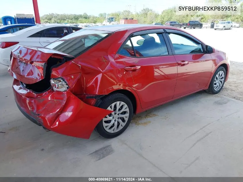 2019 Toyota Corolla Le VIN: 5YFBURHEXKP859512 Lot: 40869621