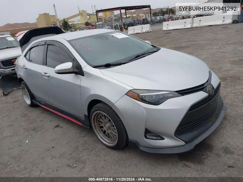 2019 Toyota Corolla Le VIN: 5YFBURHE5KP941292 Lot: 40872816