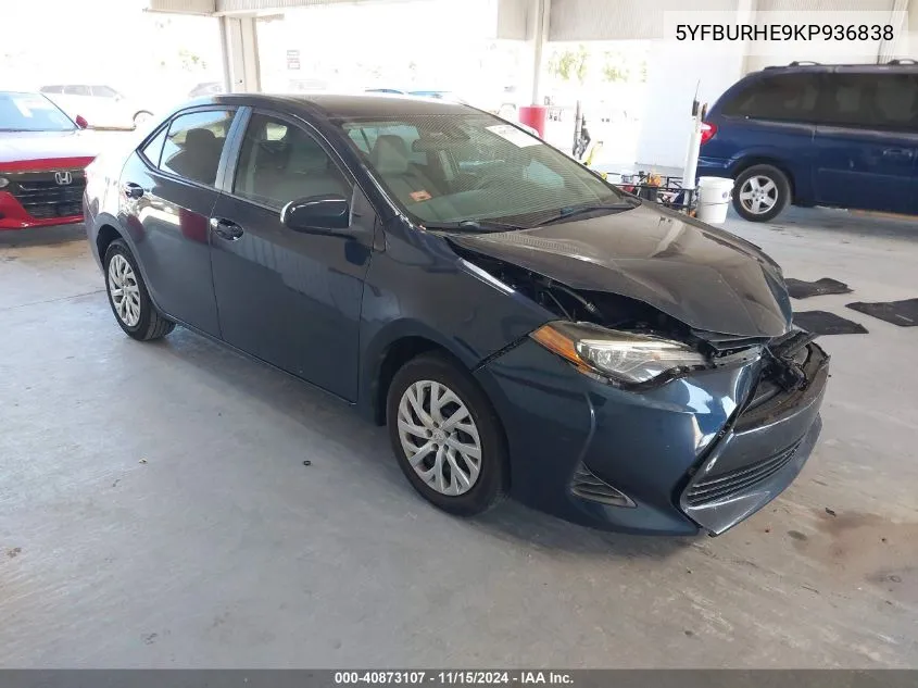 2019 Toyota Corolla Le VIN: 5YFBURHE9KP936838 Lot: 40873107