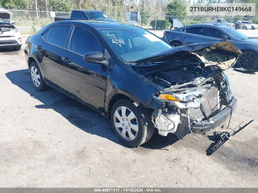 2019 Toyota Corolla Le VIN: 2T1BURHE8KC149668 Lot: 40877117