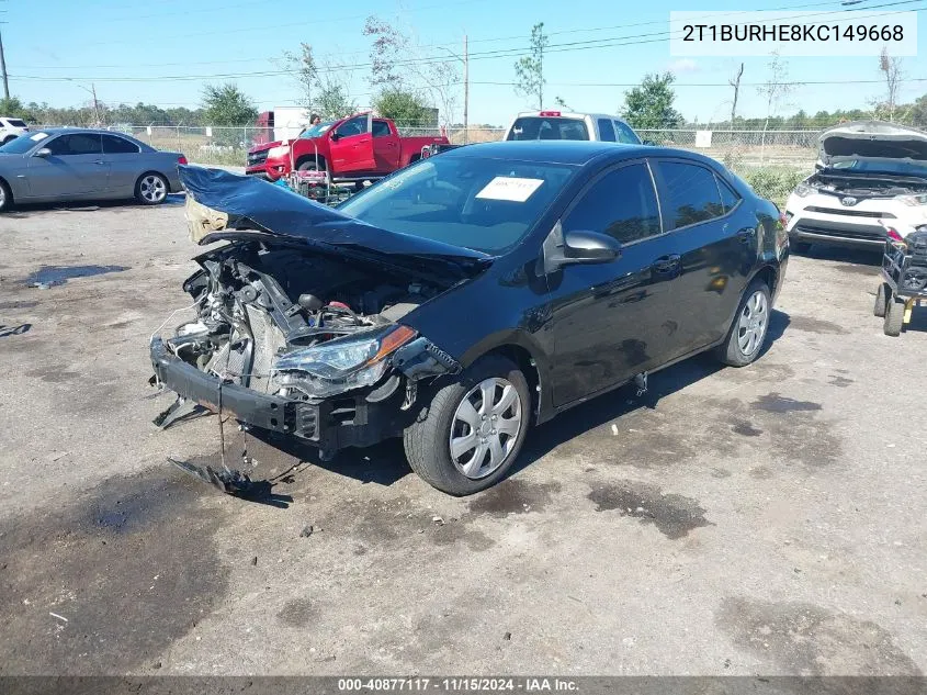 2019 Toyota Corolla Le VIN: 2T1BURHE8KC149668 Lot: 40877117