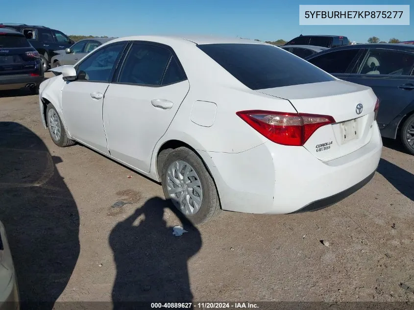 2019 Toyota Corolla Le VIN: 5YFBURHE7KP875277 Lot: 40889627