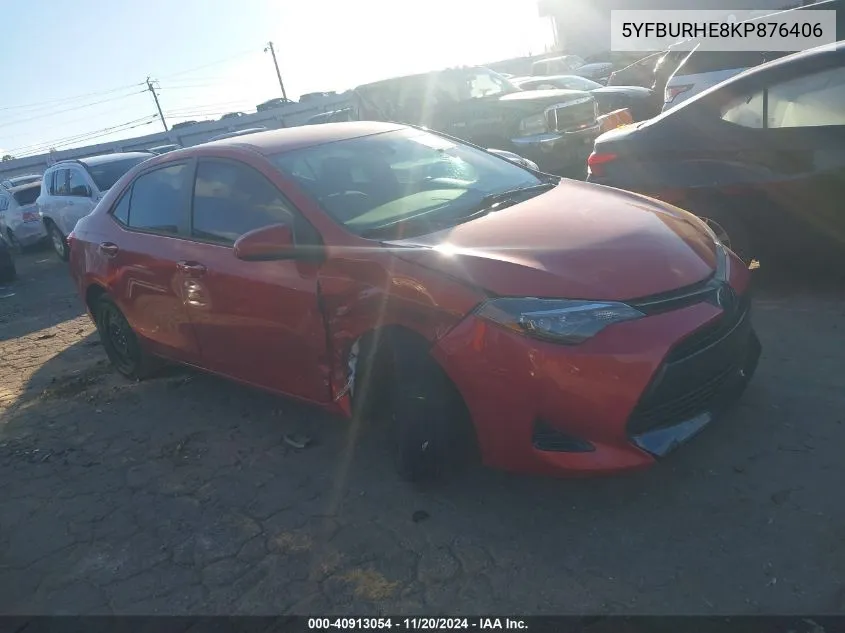 2019 Toyota Corolla Le VIN: 5YFBURHE8KP876406 Lot: 40913054