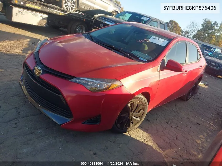 2019 Toyota Corolla Le VIN: 5YFBURHE8KP876406 Lot: 40913054