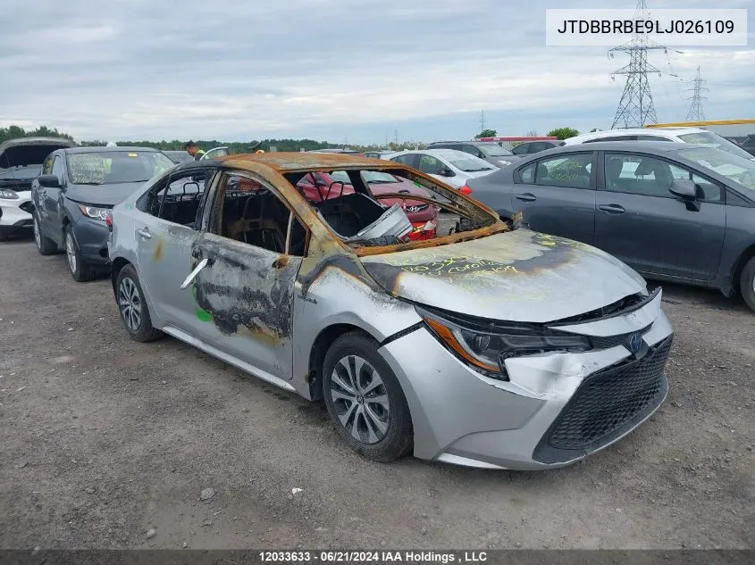 2020 Toyota Corolla Hybrid VIN: JTDBBRBE9LJ026109 Lot: 12033633