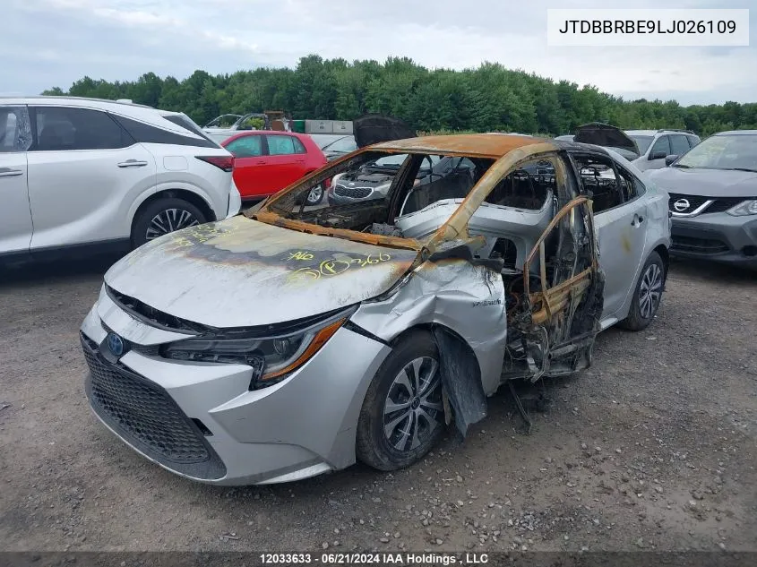 2020 Toyota Corolla Hybrid VIN: JTDBBRBE9LJ026109 Lot: 12033633