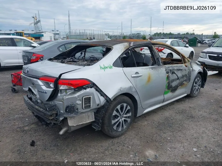 2020 Toyota Corolla Hybrid VIN: JTDBBRBE9LJ026109 Lot: 12033633