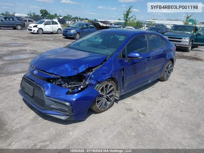 2020 Toyota Corolla Se/Xse VIN: 5YFB4RBE0LP001198 Lot: 12052925