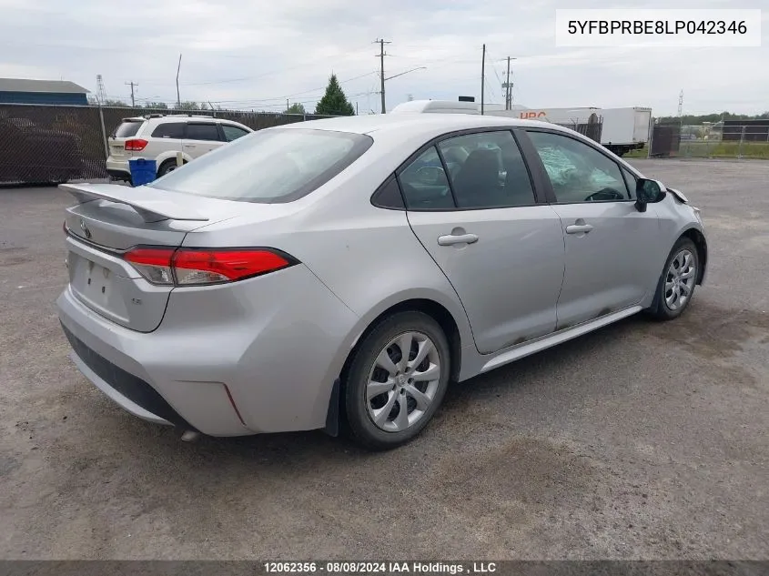 2020 Toyota Corolla Le VIN: 5YFBPRBE8LP042346 Lot: 12062356