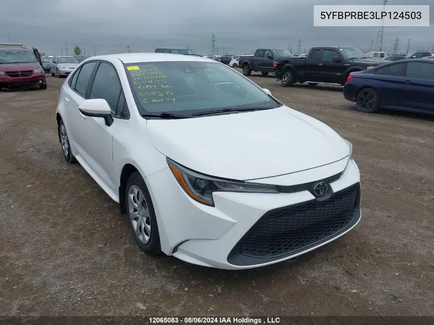 2020 Toyota Corolla Le VIN: 5YFBPRBE3LP124503 Lot: 12065083