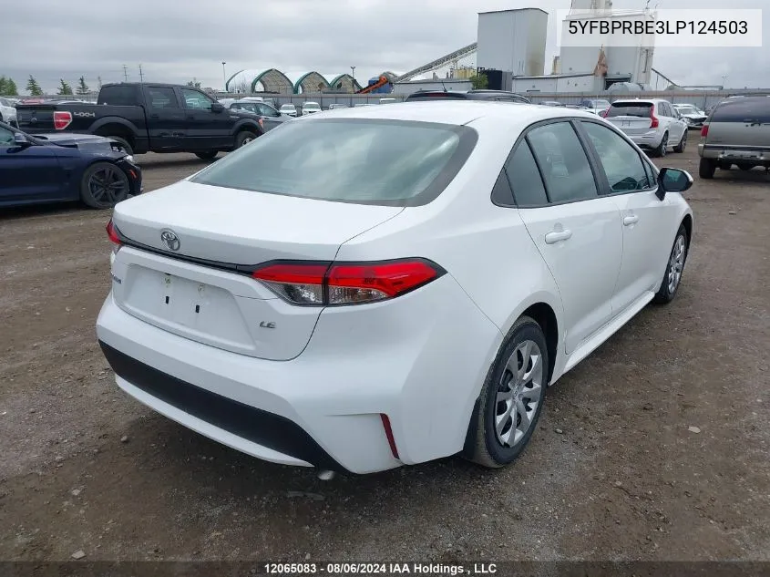 2020 Toyota Corolla Le VIN: 5YFBPRBE3LP124503 Lot: 12065083