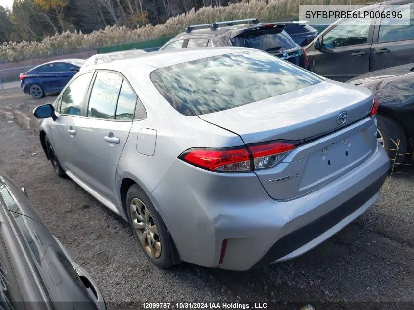 2020 Toyota Corolla Le VIN: 5YFBPRBE6LP006896 Lot: 12099787