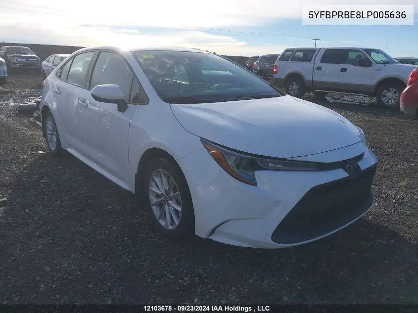 2020 Toyota Corolla Le VIN: 5YFBPRBE8LP005636 Lot: 12103678