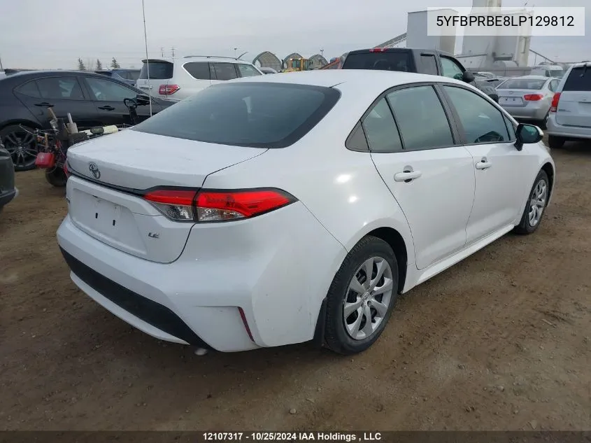 2020 Toyota Corolla Le VIN: 5YFBPRBE8LP129812 Lot: 12107317